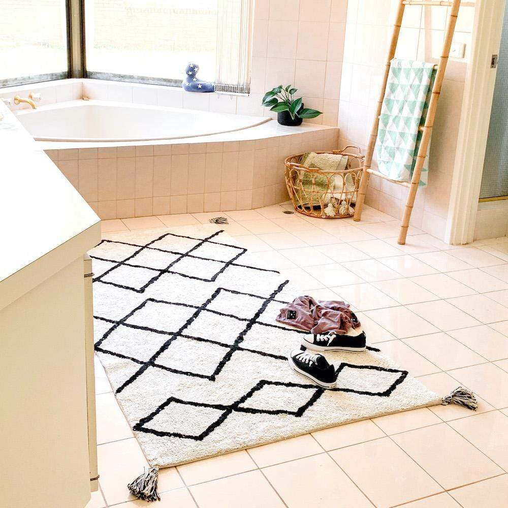 Cotton Berber Black Washable Area Rug, Oh Happy Home! GoodWeave
