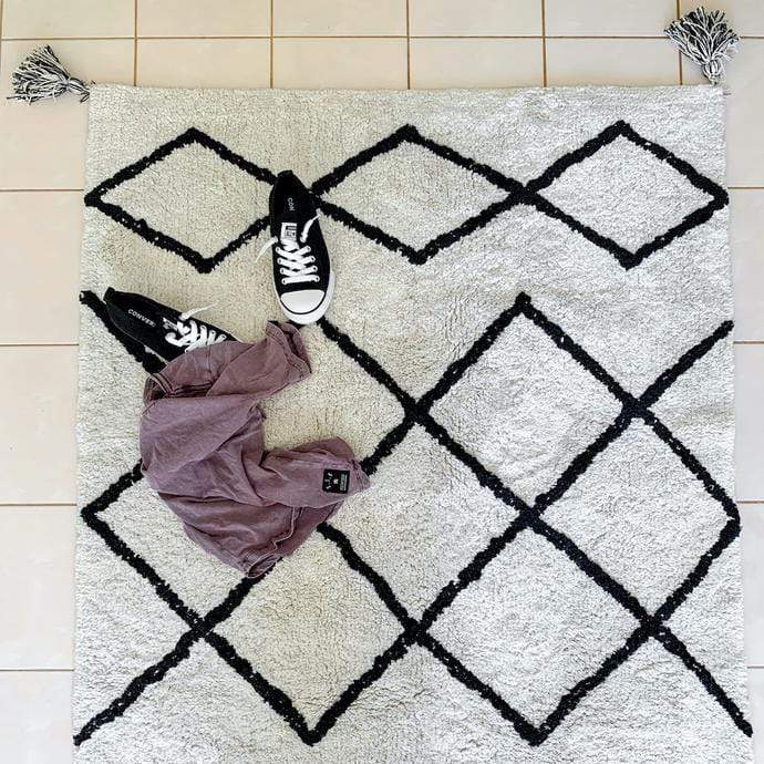 Cotton Berber Black Washable Area Rug, Oh Happy Home! GoodWeave