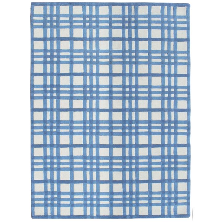 Rugs by Roo | Organic Weave Aspen Plaid Blue Wool Rug-OW-ASPBLU-0508
